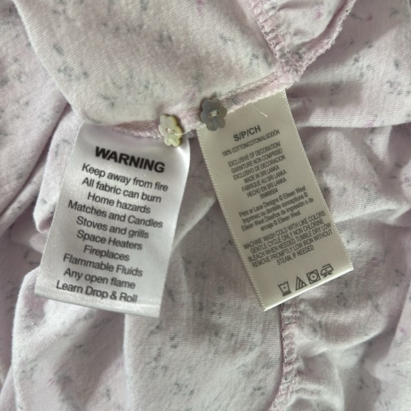Eileen West Nightgown Pink Lavender Floral Lace Short Sleeve Sleep Dress Small - Picture 8 of 9